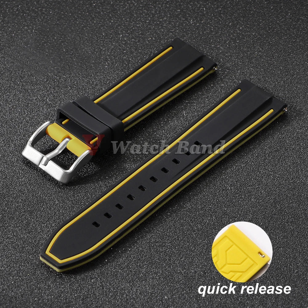 Silicone Watch Band 20mm 22mm 24mm Soft Quick Release Rubber Watch Straps for Samsung Galaxy for Garmin for Huawei Watch