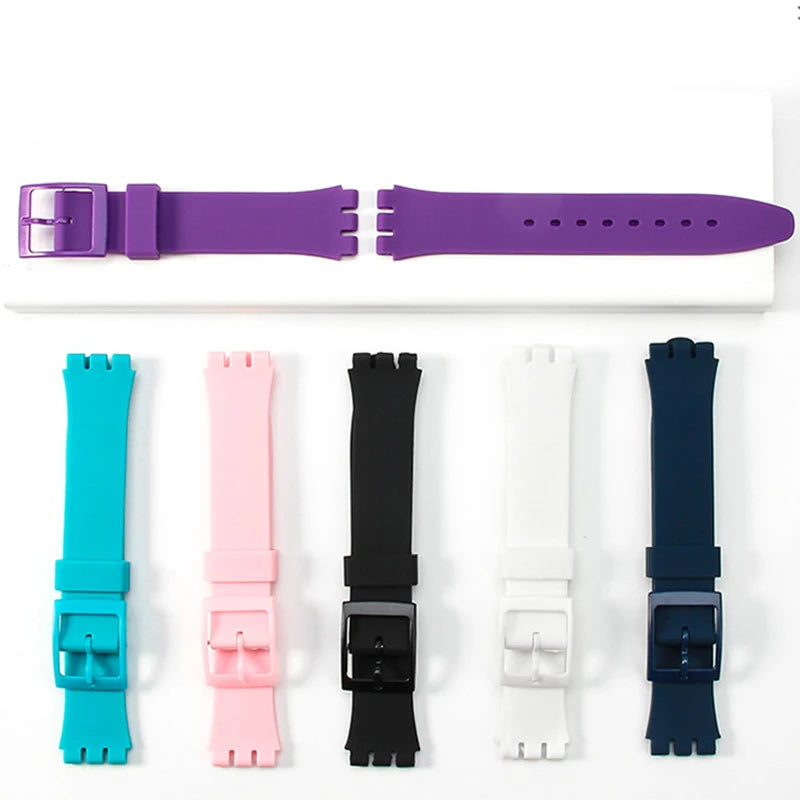 Rubber Strap for Swatch Colorful Sports  Band Replacement Wrist Bracelet 16mm 17mm 19mm 20mm Silicone WatchAccessories