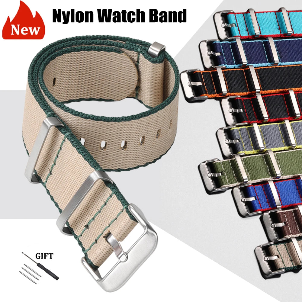 Nylon Strap for Omega Seamaster 007 20mm 22mm Soft Nylon Bracelet for Seiko Wristband Military Watchband for Samsung Watch 3/4/5