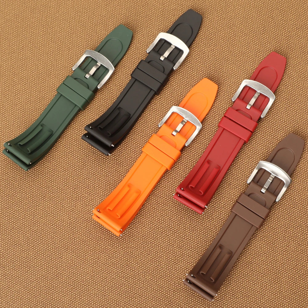 Dust-Free TPU Waterproof Quick Release Watchband 18mm 20mm 22mm 24mm Black Orange Rubber Strap for Seiko Omega Watch Accessories