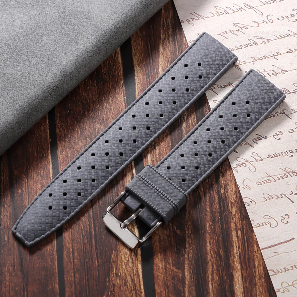 Premium Grade Tropical Rubber Watch Strap 20mm 22mm for Seiko SRP7J1 Watch Bands Diving Waterproof Strap Flat Universal Bands