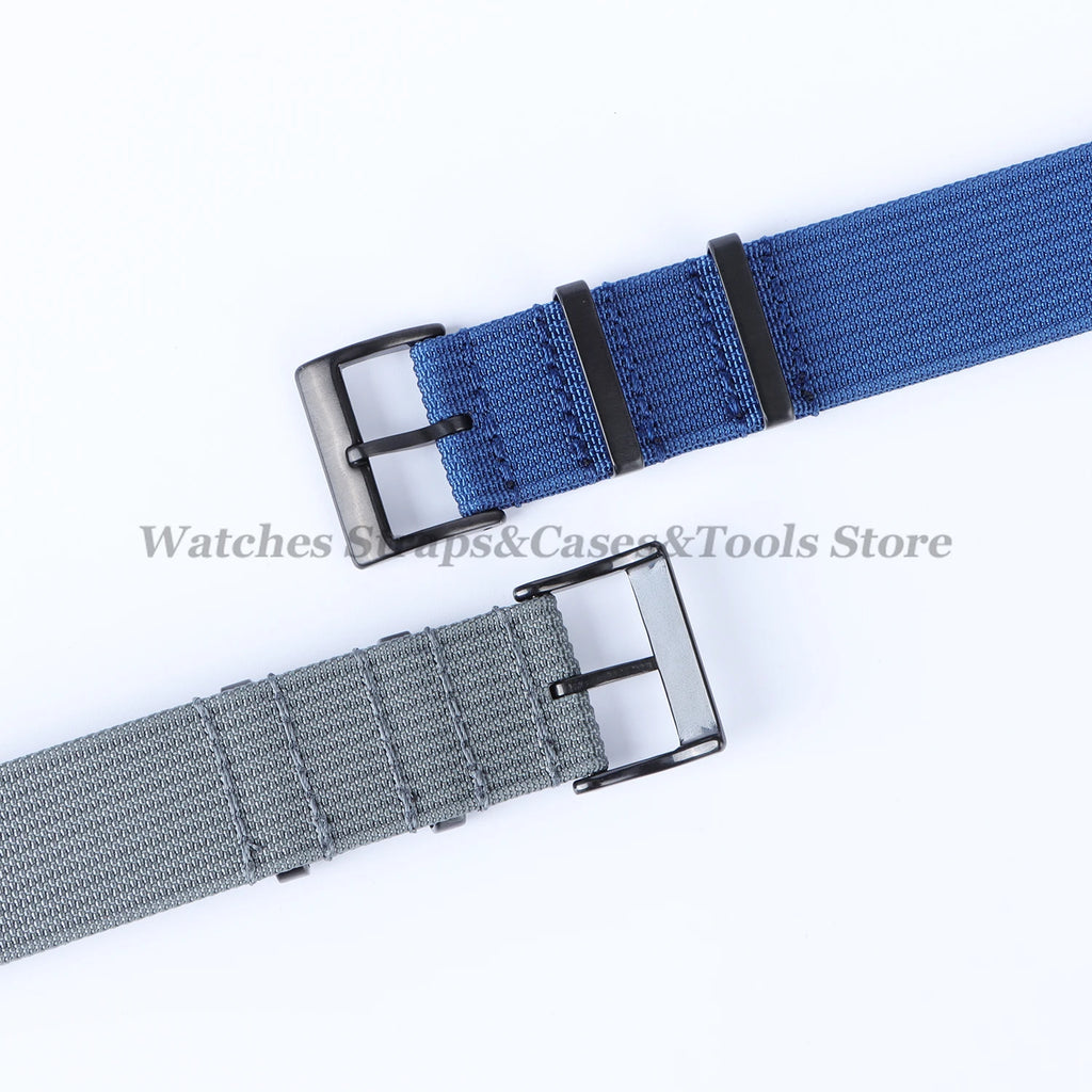 New Ribbed Nylon Strap 20mm 22mm for Seiko Military Fabric Braid Ballistic Watchband for Samsung Galxy Watch3/4/5/6 Black Buckle