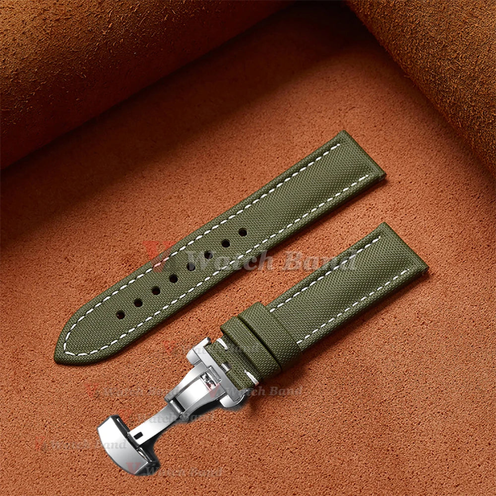 For Omega for Seiko Business Sailcloth Watch Strap 18/19/20/21/22mm Butterfly Buckle Waterproof MenWomen Quick Release Watchband