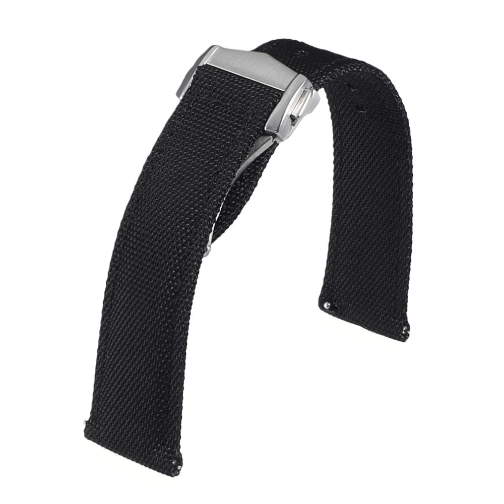 Deployant Sailcloth Watch Strap 20mm 22mm Two-Side Waterproof Nylon Quick Release With Folding Buckle Watch Band for Omega