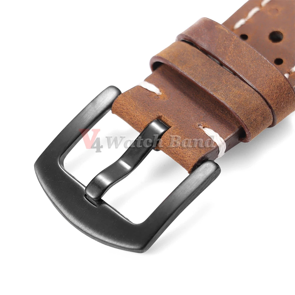 Genuine Cowhide Leather Strap for Samsung Galaxy Watch 8 7 6 5 4 3 Soft Breathable Retro Wristband 18mm 19mm 20mm 21mm 22mm 24mm