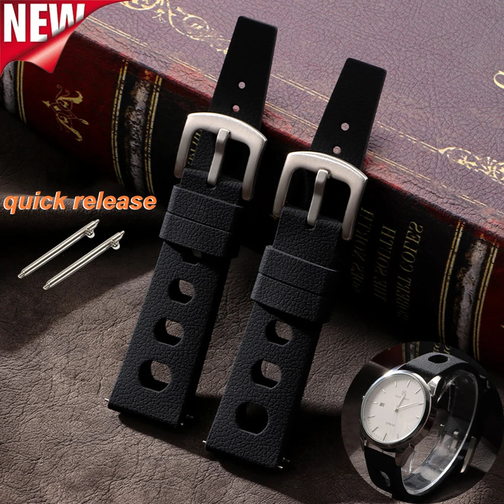 Tropical Rubber Strap for Oris for Seiko for Citizen Quick Release Watch Band 20mm 22mm New Tropical Strap Smart Watch Strap
