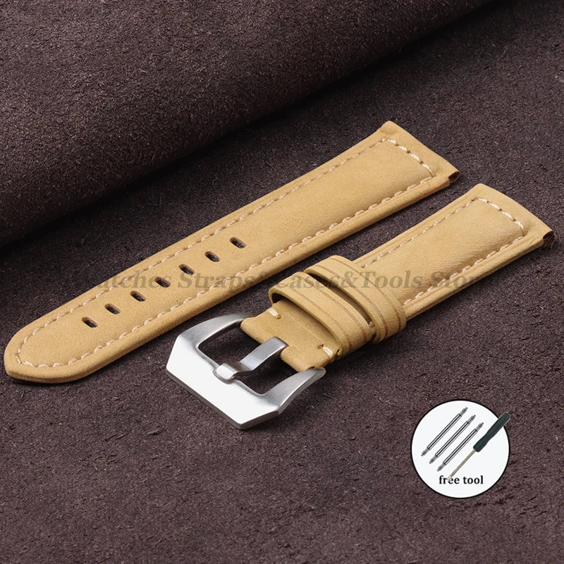 Vintage Genuine Leather Watch Bands for Panerai for Seiko for Omega Cowhide Bracelet Men's Women Accessories 20mm 22mm 24mm 26mm