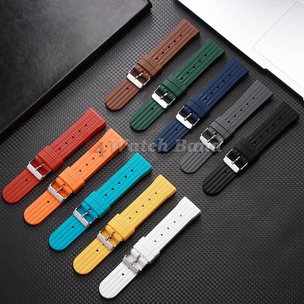 Premium Rubber Band for Seiko Watch Strap 20mm 22mm Flat-end Universal Silicone Rubber Bracelet Wrist Strap Soft for Smartwatch