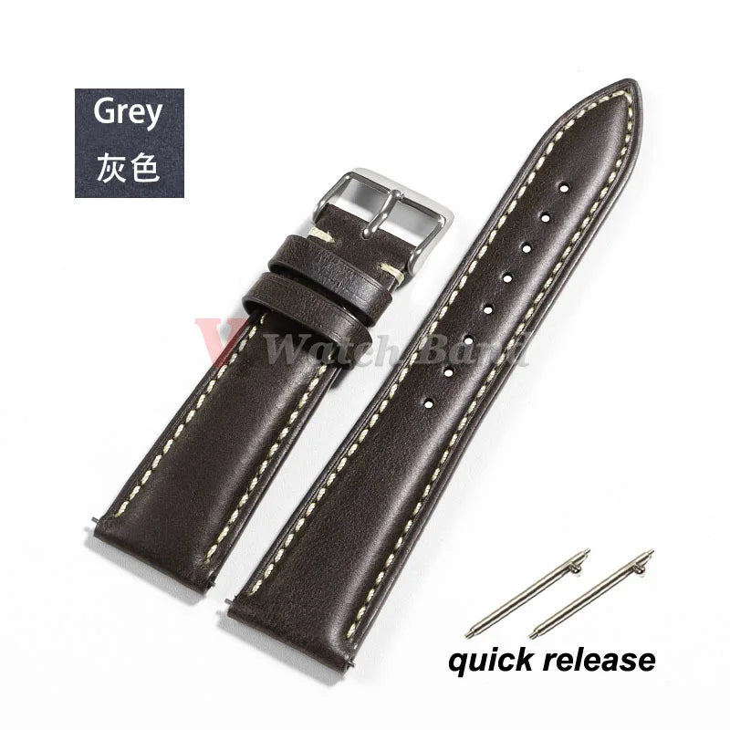 Vintage Oil Wax Genuine Leather Watch Strap 18mm 19mm 20mm 22mm 21mm Brown Watchbands for Samsung Galaxy Watch Band Bracelet