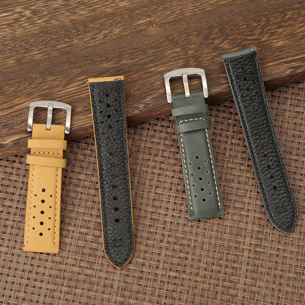 Genuine Cowhide Leather Strap for Samsung Galaxy Watch 6 5  Breathable Retro Wristband for Seiko 18mm 19mm 20mm 22mm Watchband