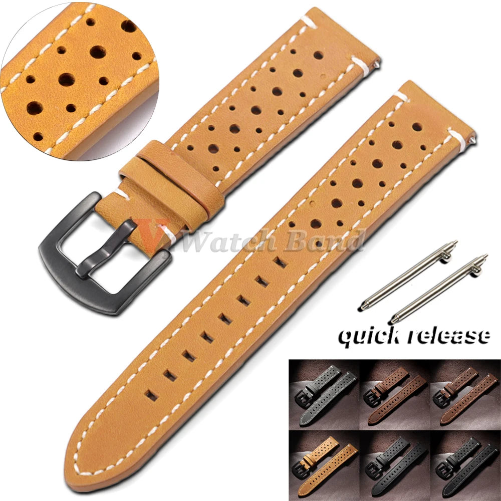 Genuine Cowhide Leather Strap for Samsung Galaxy Watch 8 7 6 5 4 3 Soft Breathable Retro Wristband 18mm 19mm 20mm 21mm 22mm 24mm