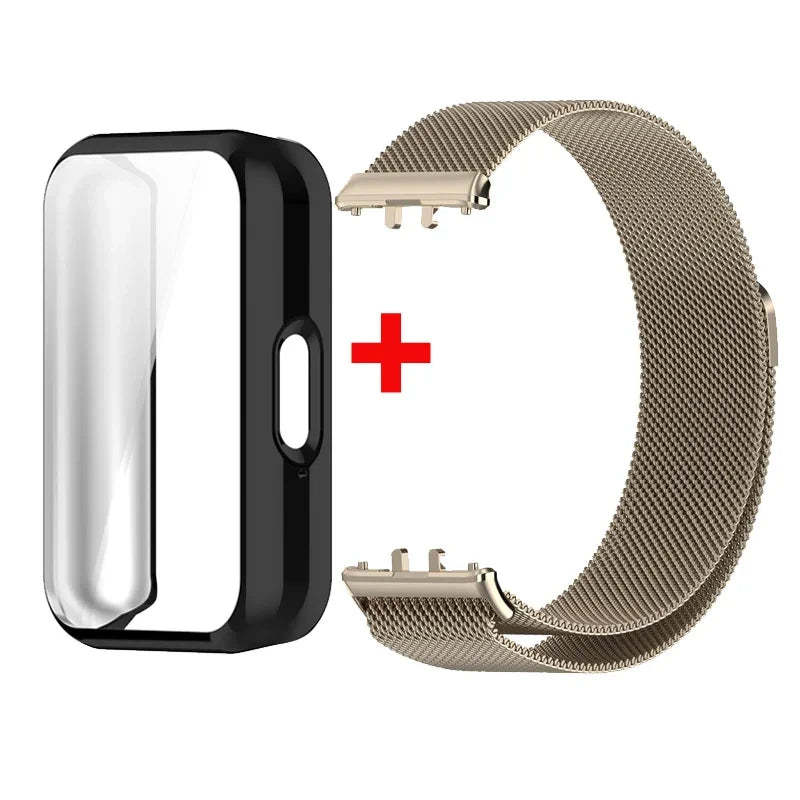 Case+Milanese Strap For Samsung Galaxy Fit 3 Full Protector Cover Band For Samsung Galaxy Fit 3 SM-R390 Magnetic Watchband