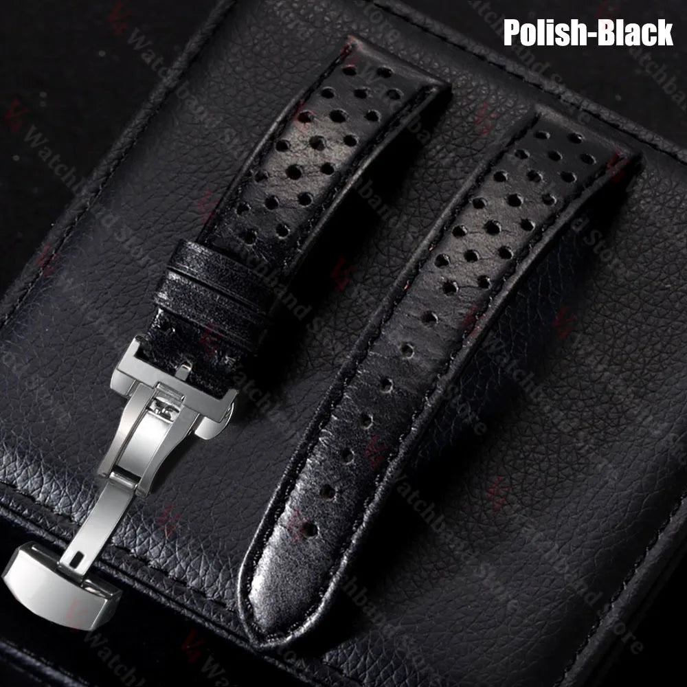 18/20/22mm Universal Genuine Cowhide Watch Band Butterfly Buckle Vintage Straps for Men Women Breathable Bracelet Belt Accessory