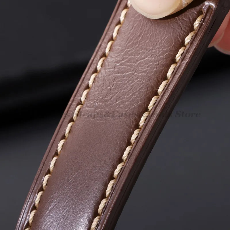 Cowhide Crazy Horse Genuine Leather Bracelets 20mm 22mm 24mm 26mm for Panerai for Omega Belt Dark Brown Men's Women Watch Strap
