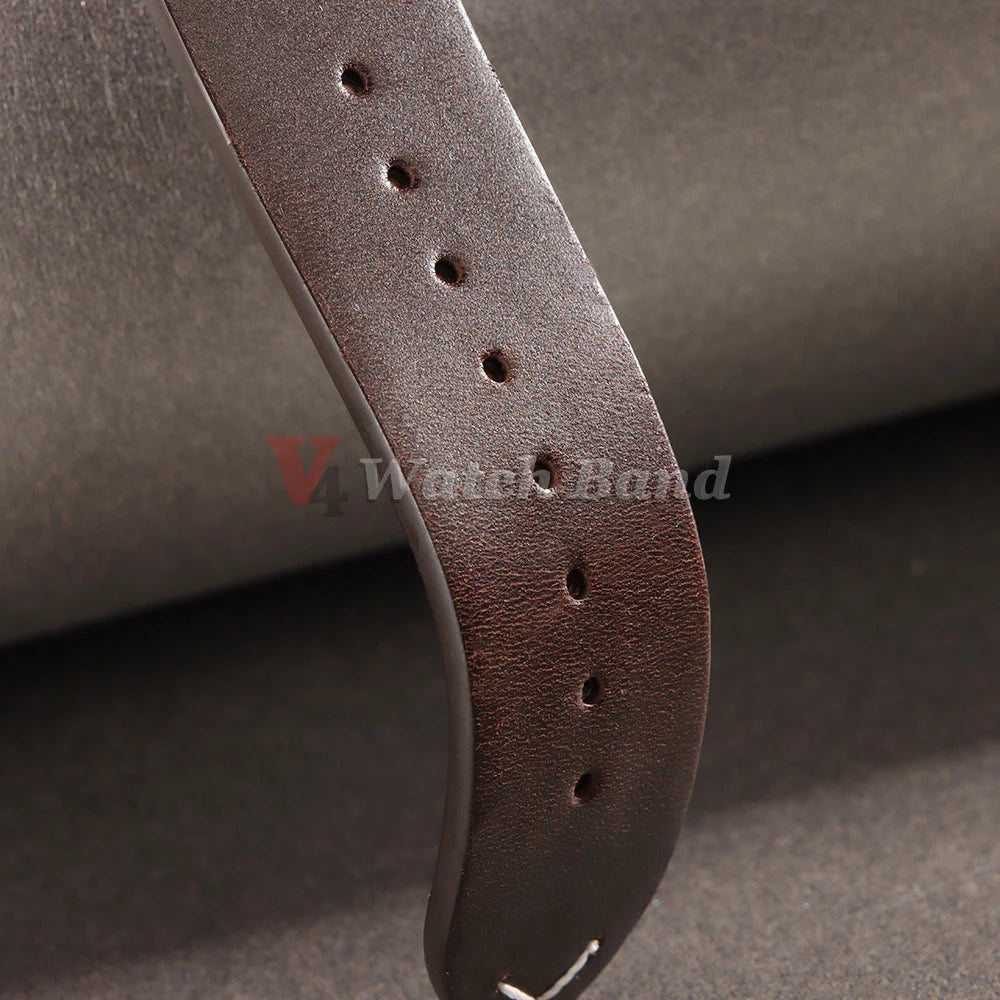 18mm 20mm 22mm Vintage Oil Wax Cowhide Watchband 19mm 21mm 24mm Replace for Omega Wristband Stitching Strap for Seiko Watch Band