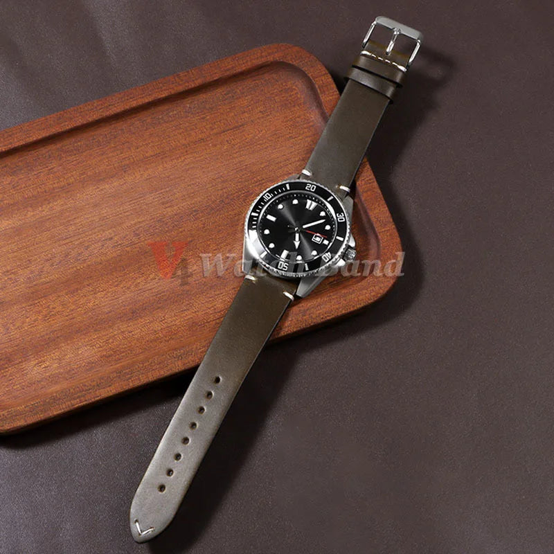 18mm 19mm 20mm 21mm 22mm 24mm Wristband Retro Oil Wax Genuine Leather Watchband Quick Release Calfskin Strap for Seiko for Rolex