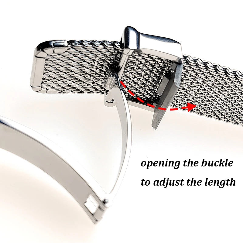 1.0 Mesh Milanese Watchband for Omega Seamaster 007 Bracelet for IWC Pilot Folding Buckle 20mm 22mm Stainless Steel Watch Strap