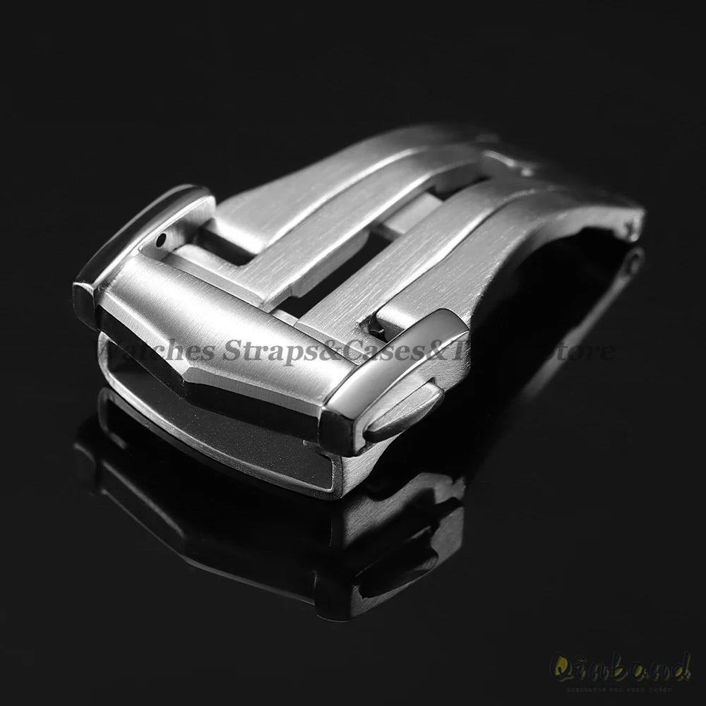 Stainless Steel Watch Buckle Double Press Folding Buckle 18mm 20mm for Omega Matte Deployment Clasps Brushed  Button Accessories