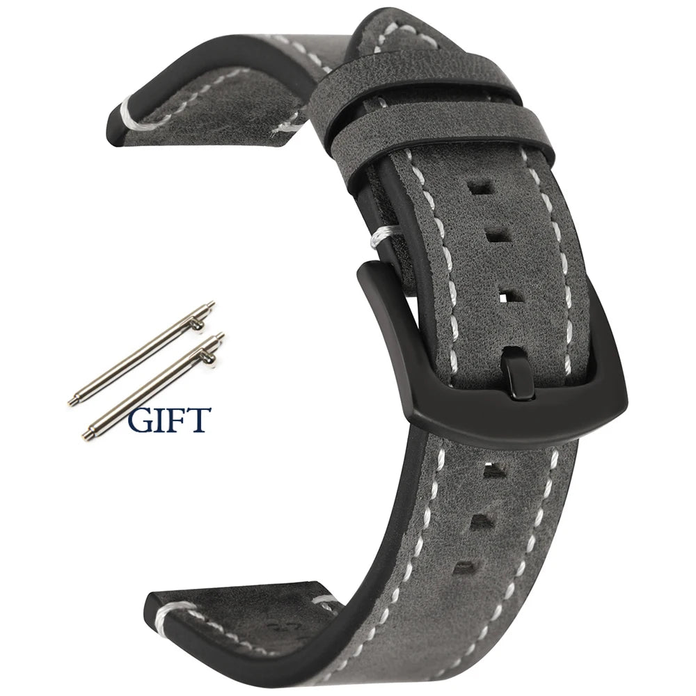 18mm 19mm 20mm 21mm 22mm 24mm Straps Retro Cowhide Watchband for Huawei Gt2/Gt3 Belt Black Yellow Brown Strap for Samsung Galaxy