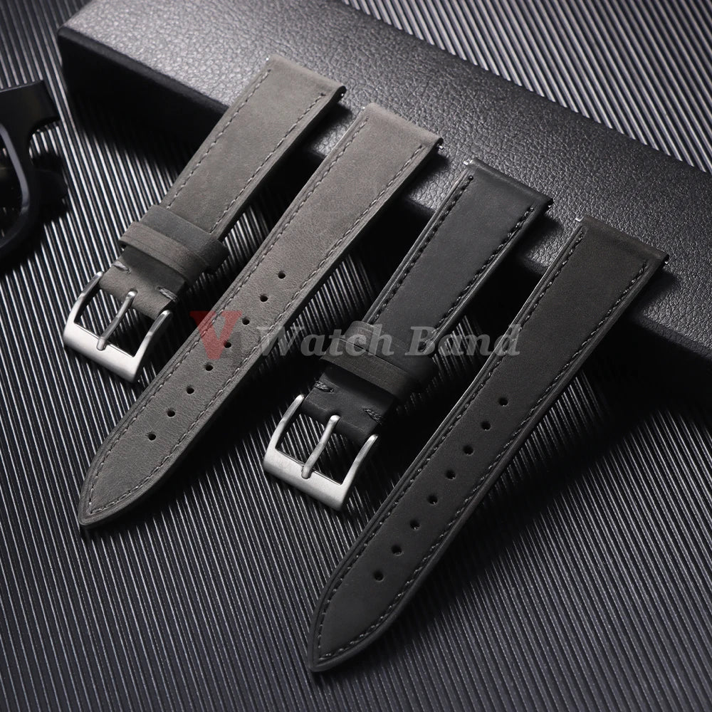 19mm 21mm Genuine Cowhide Leather Watchband for Omega Business Belt for Seiko 18mm 20mm 22mm 24mm Dark Brown Green Watch Straps