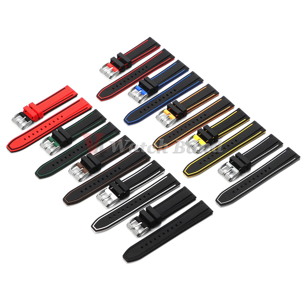 Silicone Watch Band 20mm 22mm 24mm Soft Quick Release Rubber Watch Straps for Samsung Galaxy for Garmin for Huawei Watch