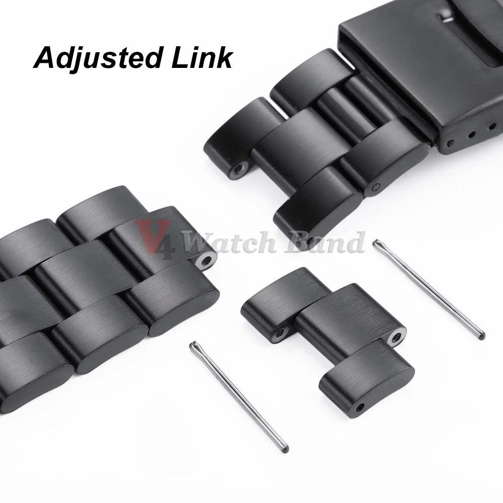 18/19/20/21/22/23/24mm 316L Stainless Steel Black Silver Arc End Watchband for Seiko Strap for Skx007/Skx009 Sport Belt Bracelet