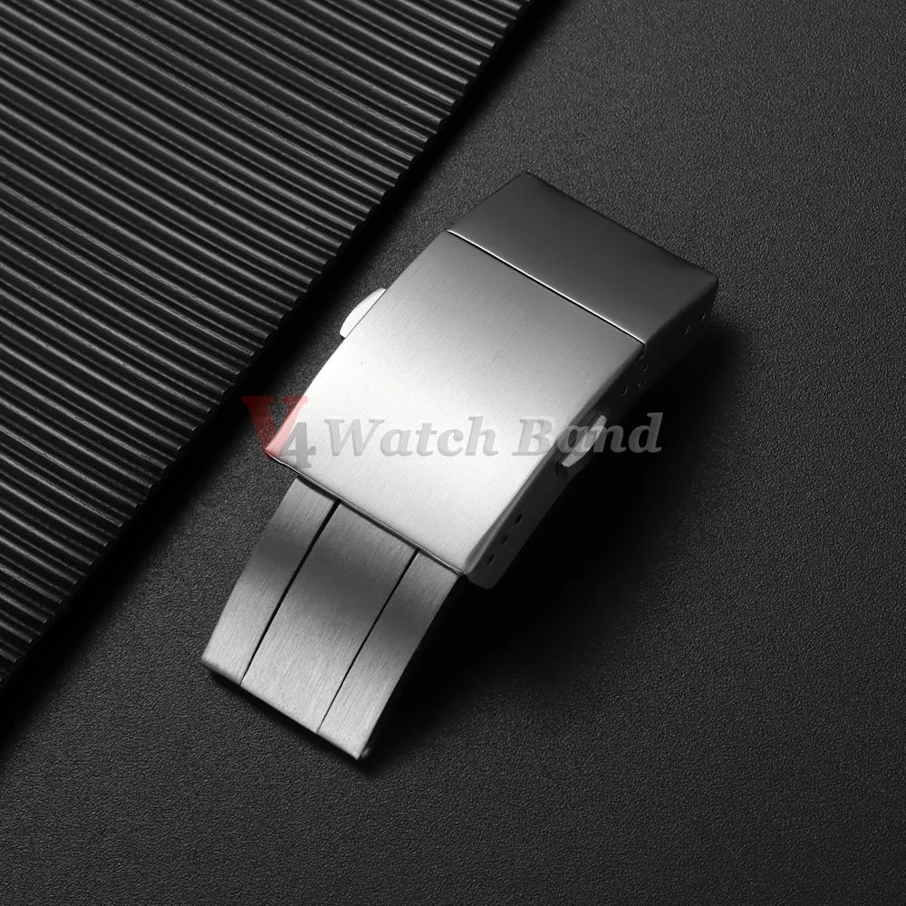 19mm Lucury Solid Buckle for Longines Conquest Rubber Watch Band Folding Stainless Steel Watch Silver Clasp for Silicone Strap