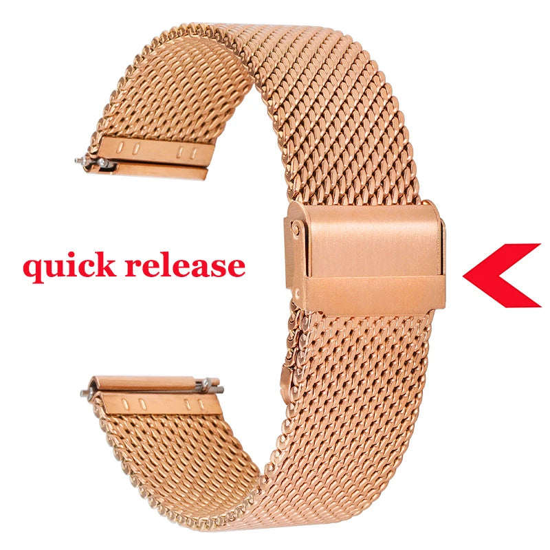 1.0mm Milanese Mesh Stainless Steel Watch Band Quick Release 3mm Thickness Coarse Heavy Wriststrap Metal Bracelet 18 20 22 24mm