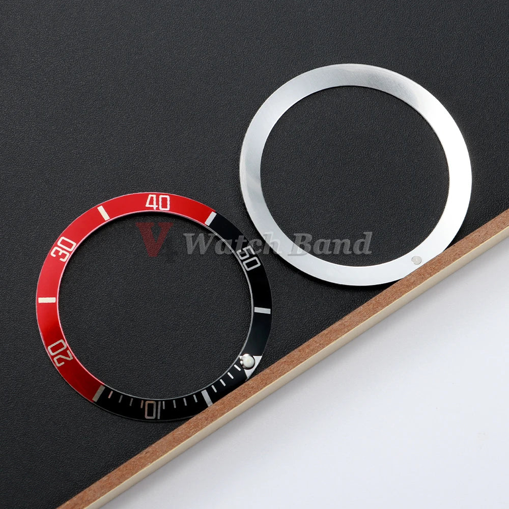 37mm Aluminium Ceramic Watch Bezel Insert Ring for Rolex Watch Case Alloy Insert Ring Slope GMT Diving Watch Part Accessories