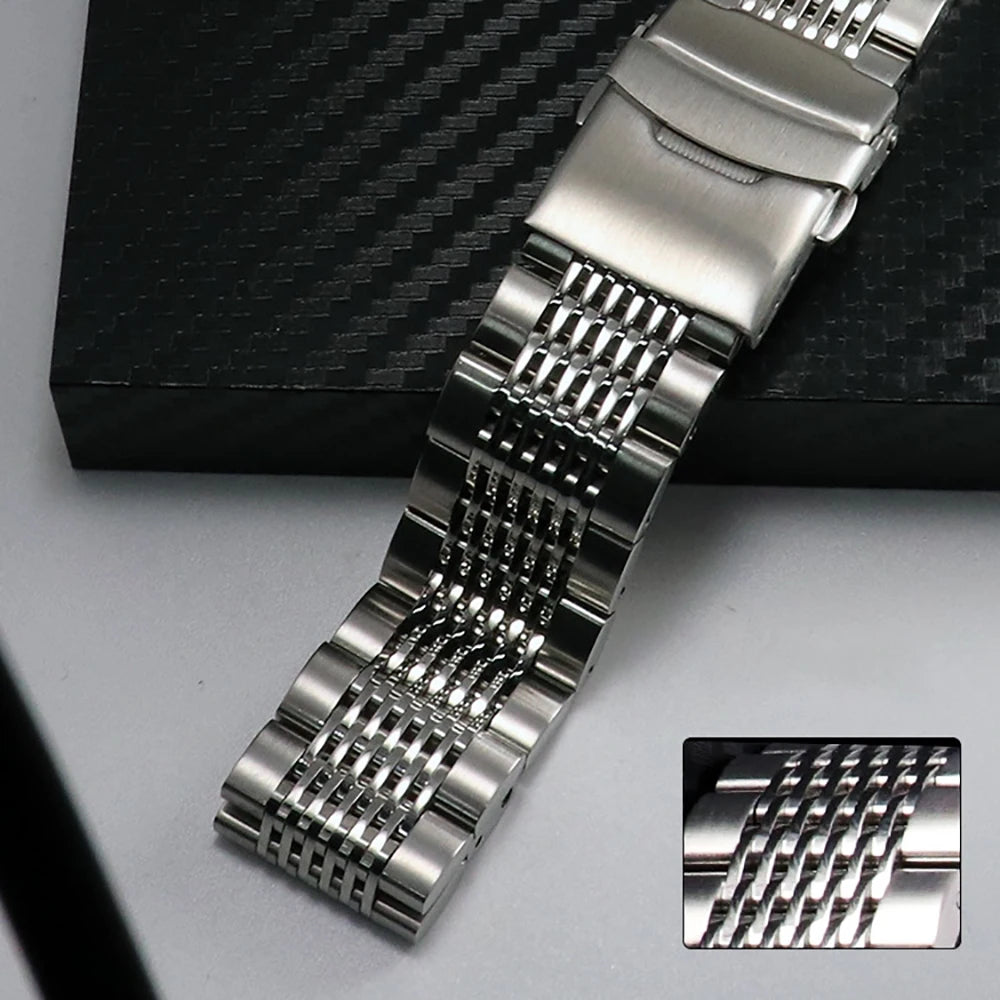 316L Stainless Steel Watch Band for Seiko Mesh Strap Folding Buckle Brushed Bracelet 18/20/22/24mm Watch Accessories