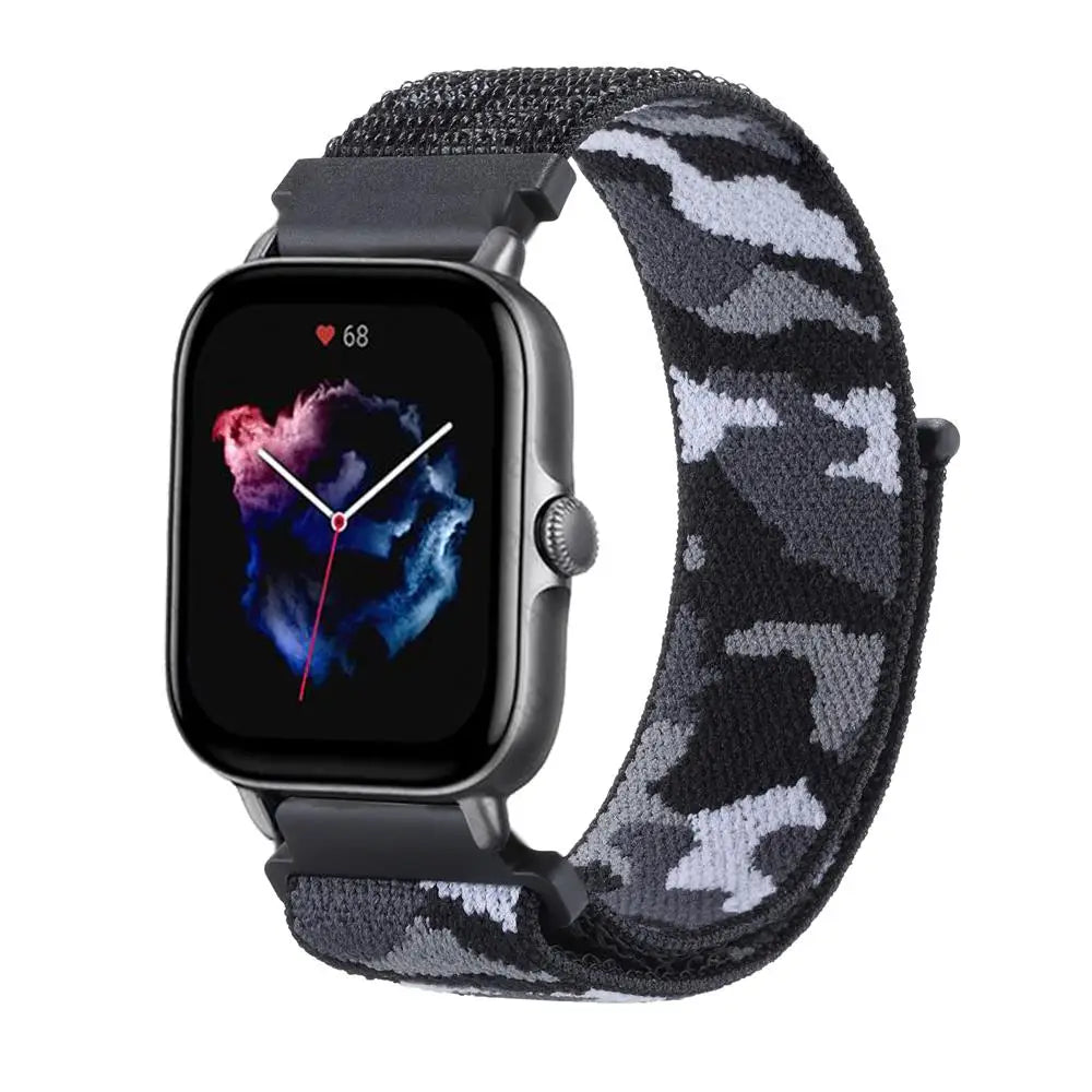 20mm 22mm Strap For Amazfit GTS/4/3/2E/GTS4/Mini/GTR 4/3/Pro/42mm/47mm/Strato GTR4 Nylon Camouflage Bracelet Amazfit Bip 3 Strap