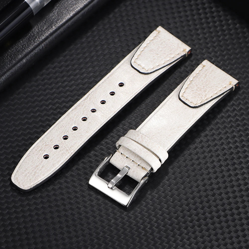 Brown Vintage Oil Wax Leather Watchband Wristband Stitching Cowhide Strap for Omega 20mm 22mm Watch Strap for Seiko Watch Band
