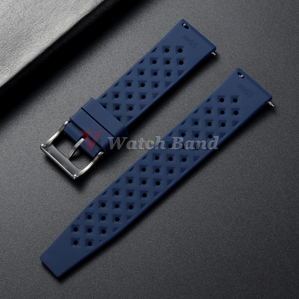 Quick Release Tropical Rubber Watch Strap 18mm 20mm 22mm for Seiko for Omega for Rolex Perfect Fit Flat End Universal Watchbands