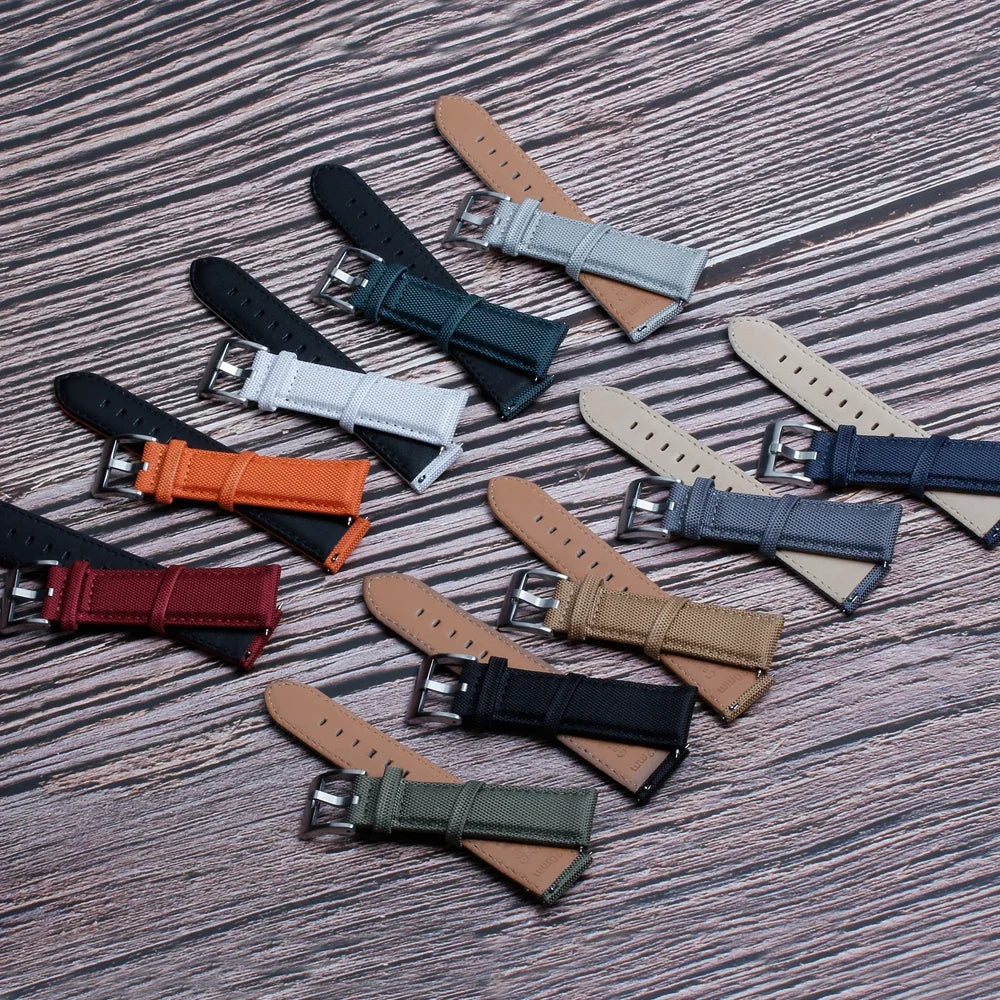 Nylon Leather Watch Strap for Huawei for Seiko Belt Quick Release Watchband for Samsung Galaxy Watch 3/4/5pro 45mm 40mm 44mm