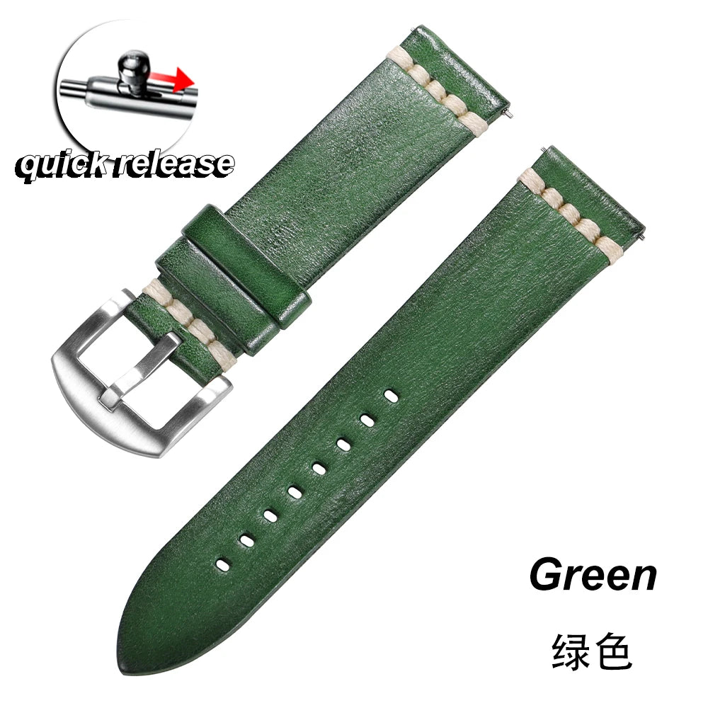 Stitching Calfskin Watch Strap 18mm 20mm 22mm 24mm for Samsung Vintage Cowhide Watchband for Tudor for Seiko Men Wrist Bracelet