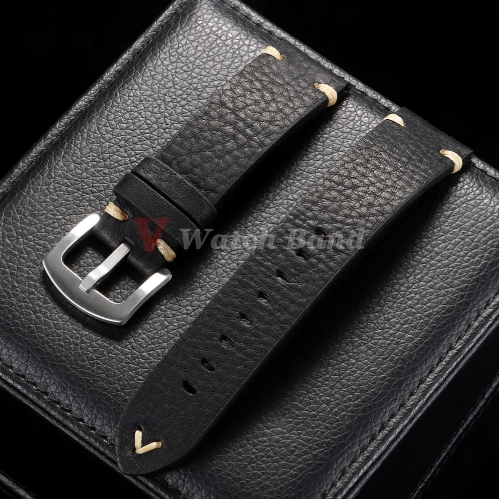 18/20/22mm Universal Genuine Cowhide Watch Band Metal Buckle Vintage Straps for Men Women Breathable Bracelet Belt Accessories