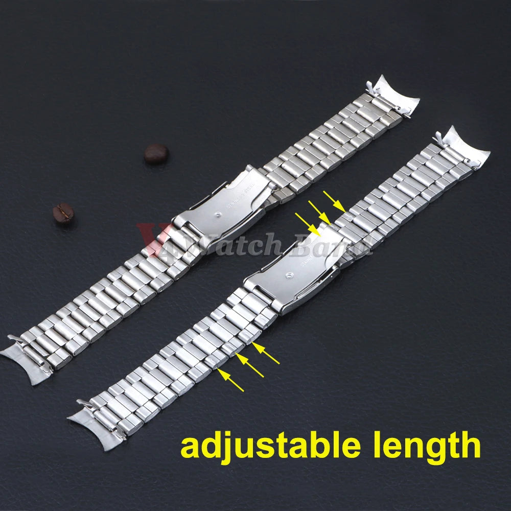 20mm 22mm Curved End Bracelet Stainless Steel Wrist Band for Seiko Wristband for Rolex Men Women Watch Strap Replace Accessories