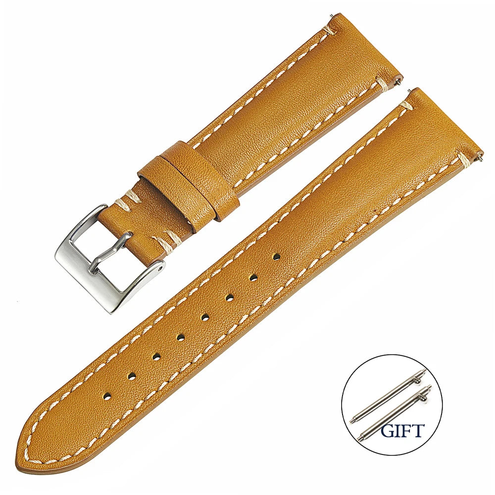 Retro Cowhide Watch Strap for Seiko for Casio 20mm 22mm 24mm Watch Accessories Men Women Red Wrist Belt Bracelet