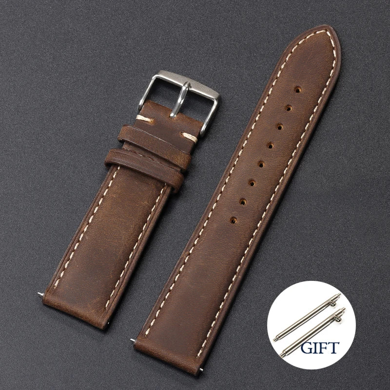 Vintage Matte Strap for Seiko Genuine Leather Watchband 18mm 20mm 22mm for Omega Women Men Sport Wristband Blue Brown Bracelet