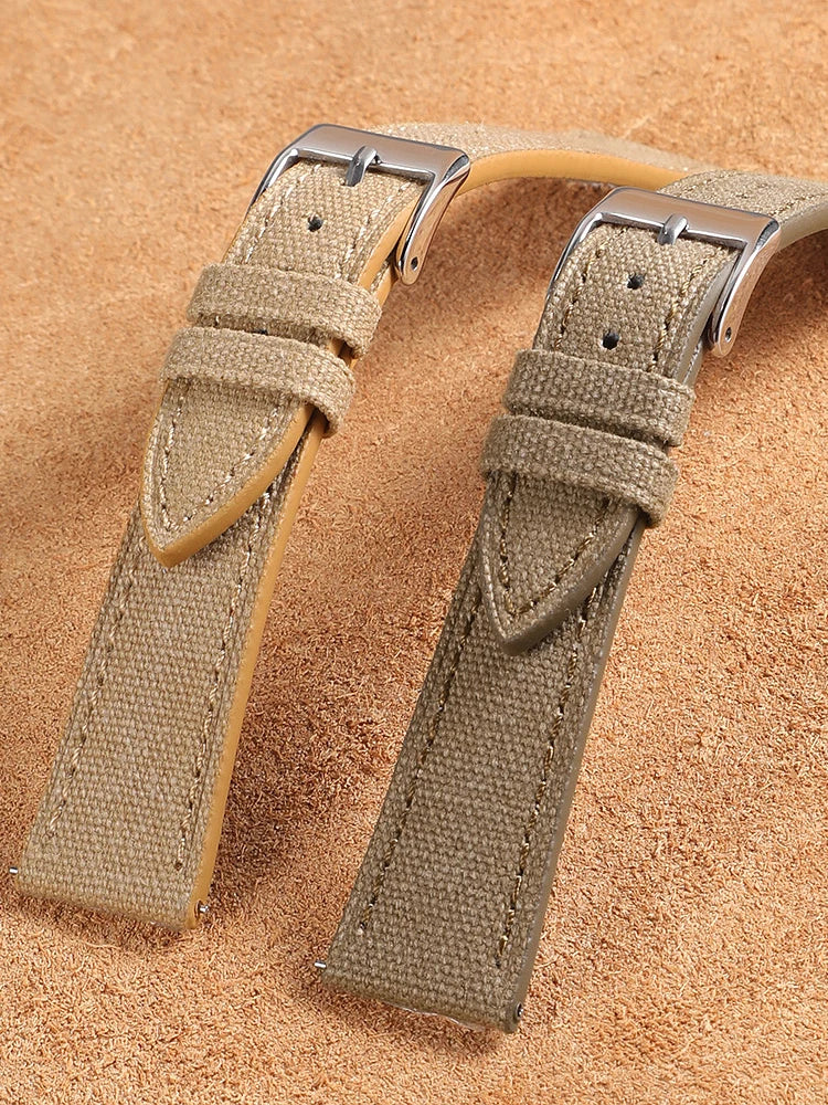 Taper Canvas Sailcloth Watch Strap 20mm 22mm Handcrafted Fabric Quick Release Watchband for Omega for Seiko