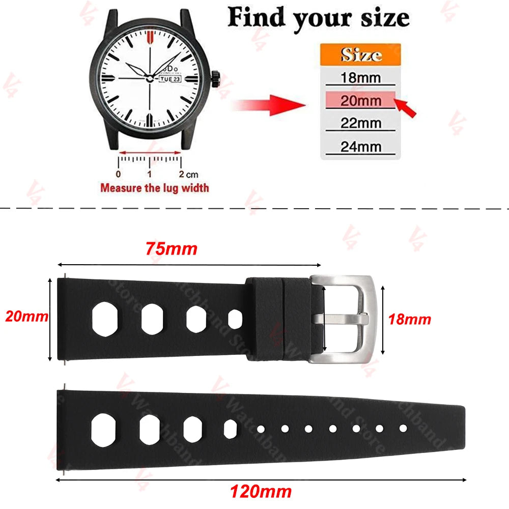Tropical Rubber Strap for Oris for Seiko for Citizen Quick Release Watch Band 20mm 22mm New Tropical Strap Smart Watch Strap