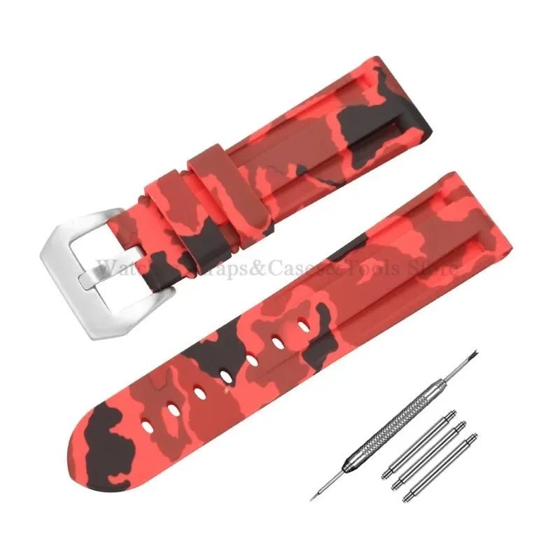 Camouflage Rubber Strap For Panerai Band 20mm 22mm 24mm 26mm Silicone MenSport Waterproof Wristband For Omega Universal Bracelet