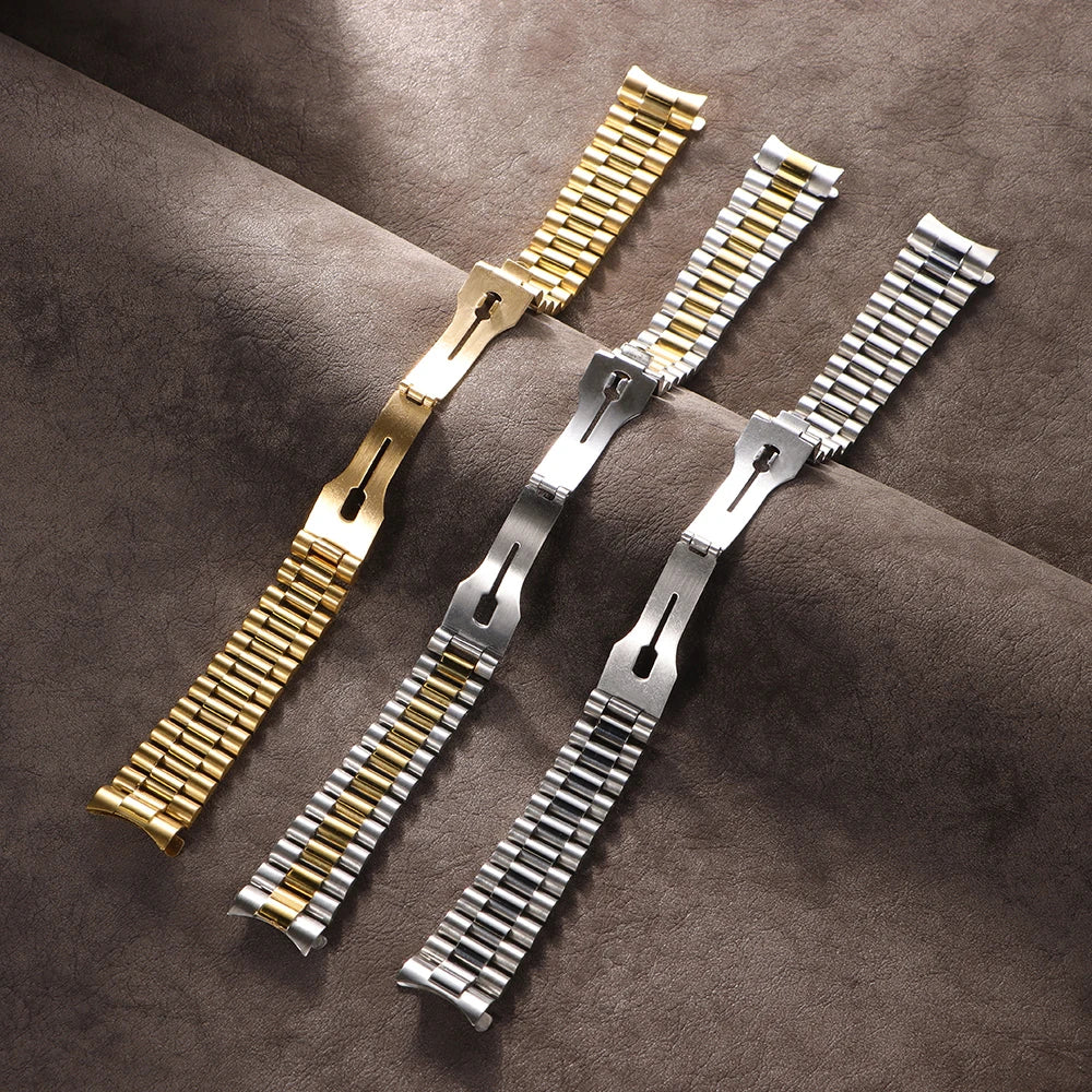 20mm Curved End Stainless Steel Strap for Rolex for Water Ghost Metal Wrist Band for Oyster Solid Bracelet Men Watch Accessories