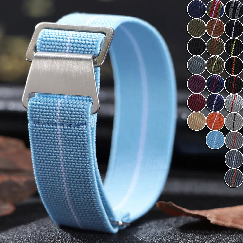 18/20/22mm Nylon Watchband for Seiko Army Military Woven Elastic Strap for French Troops Parachute Bag Universal Men Sport Band