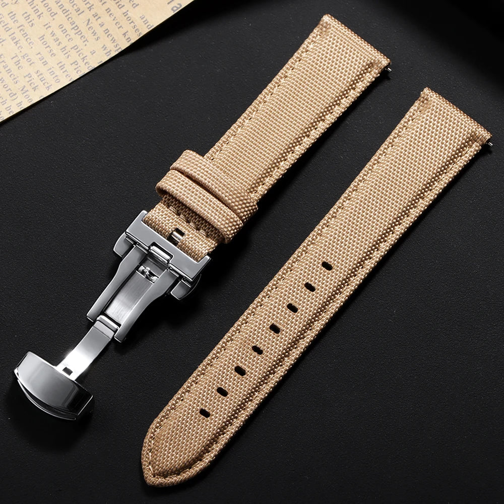 20mm 22mm Watch Strap for Omega Two-Sided Nylon Cowhide Watchband for Rolex Band Sport Wristband Quick Release Belt Accessories