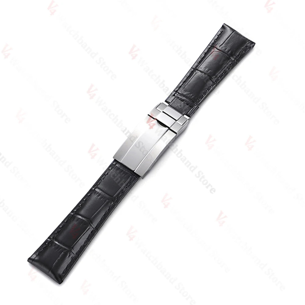 20mm Watch Band for Rolex SUBMARINER Yacht-Master DAYTONA GMT Cowhide Leather Men Strap Waterproof Wrist Belt Watch Accessories
