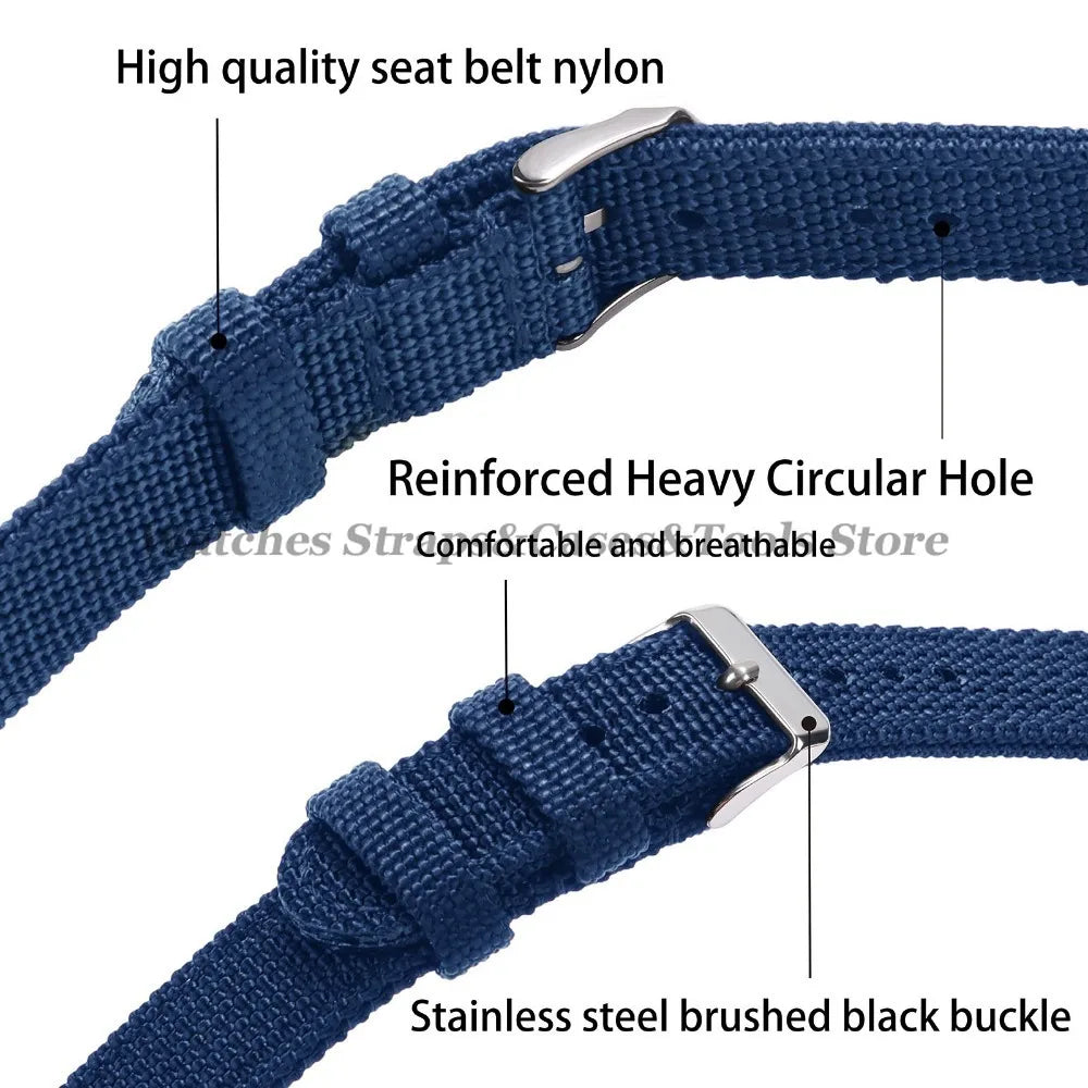 18mm 20mm 22mm 24mm Nylon Canvas Watchband Woven Soft Universal Bracelet for Seiko for Huawei Watch Men Women Quick Release Band