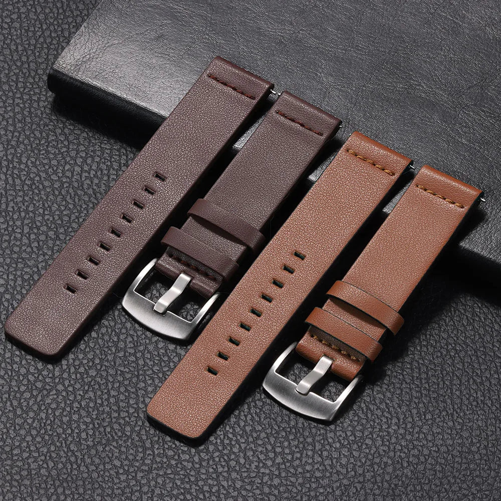 Strap for Samsung Galaxy Watch 6 5 4 45 40 44 42 46mm Universal Wrist Strap Genuine Leather Watchband 18mm 20mm 22mm 24mm