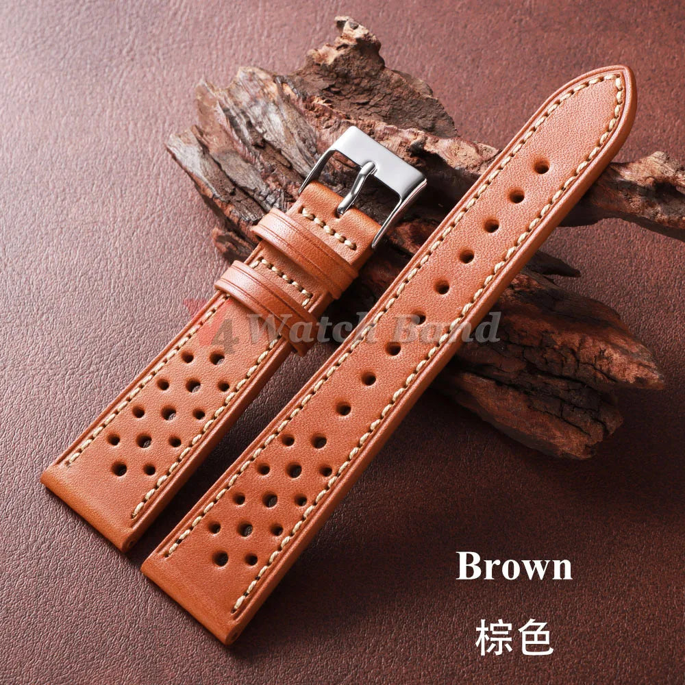 18/20/22mm Universal Genuine Cowhide Watch Band  for Samsung Watch 8/7/6/5/4/3 Vintage Straps Breathable Bracelet Belt Accessory