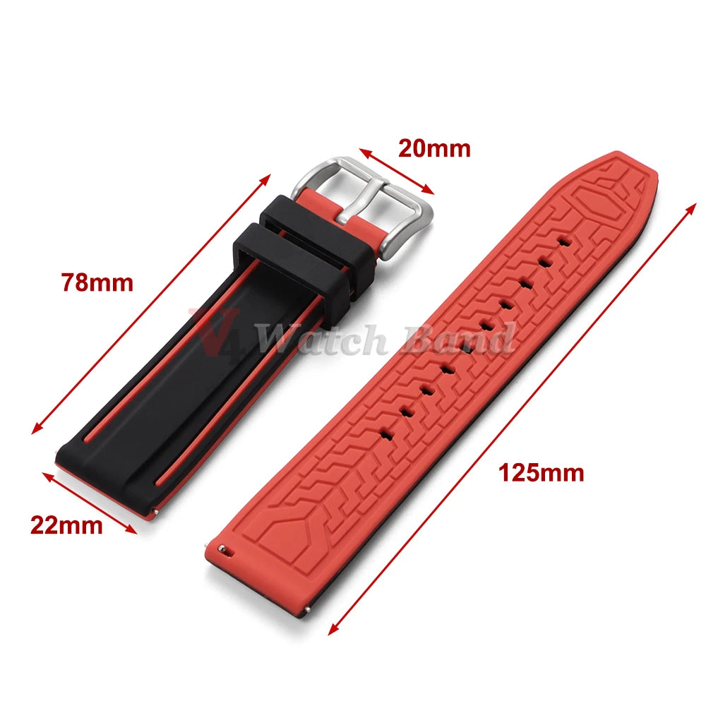 Silicone Watch Band 20mm 22mm 24mm Soft Quick Release Rubber Watch Straps for Samsung Galaxy for Garmin for Huawei Watch